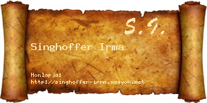 Singhoffer Irma névjegykártya